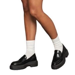 SHOE THE BEAR IONA LOAFER LEATHER BLACK POLIDO HIGH SHINE PLATFORM CHUNKY SOLE